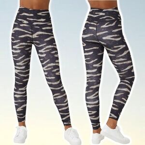 LOLË Burst High-Waisted Ankle Leggings Sz Small Sand Dunes Black